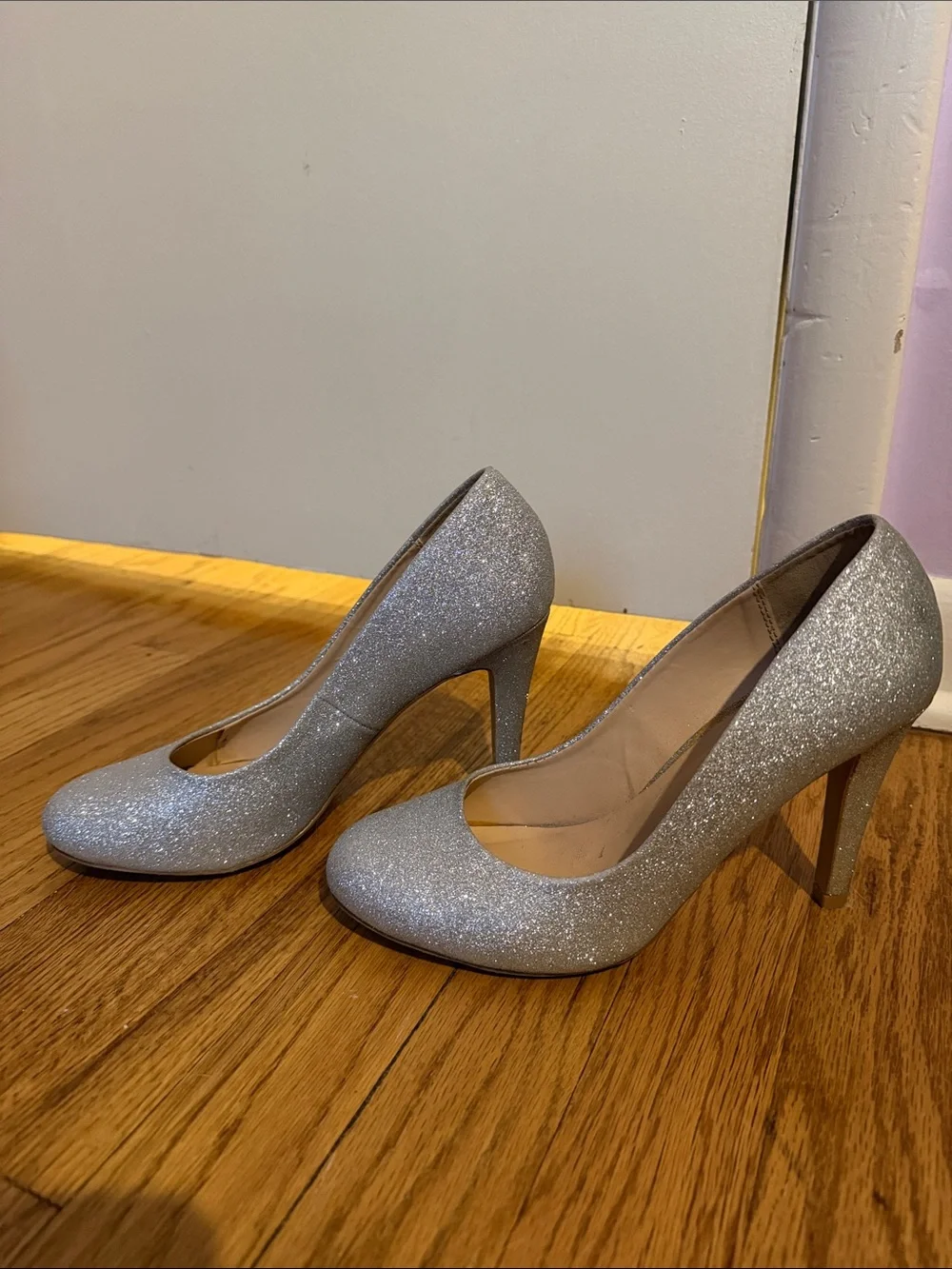 Kelly & Katie Silver Sparkle High Heels